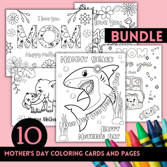 Mothers day coloring cards for kids coloring pages and printable cards bundle preschool printables mothers day diy gift from kids