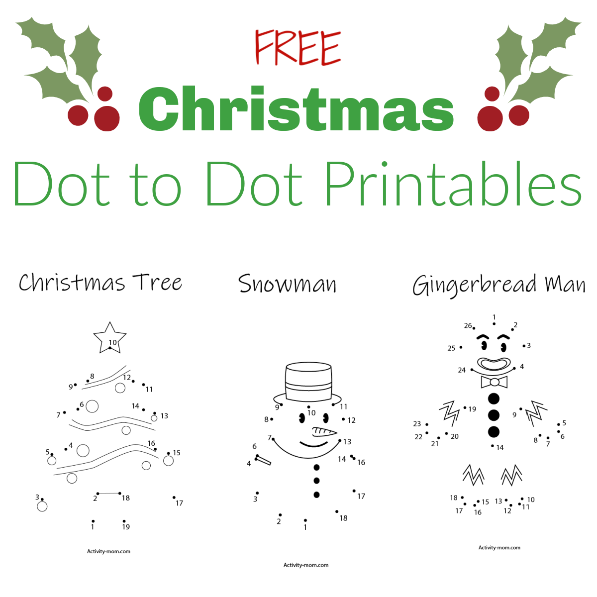 Free christmas dot to dot printables