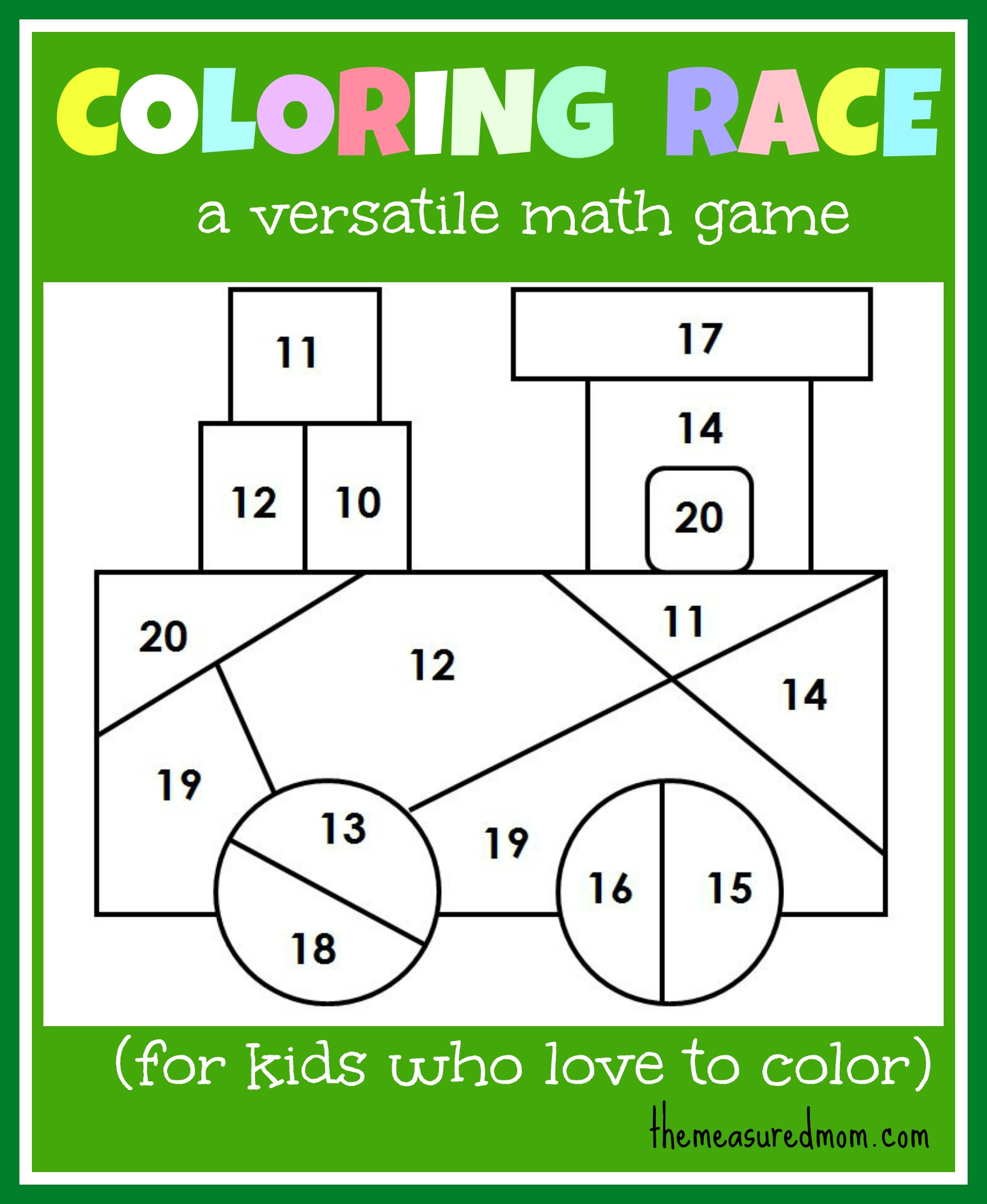 Math game for kids coloring race bines math and coloring