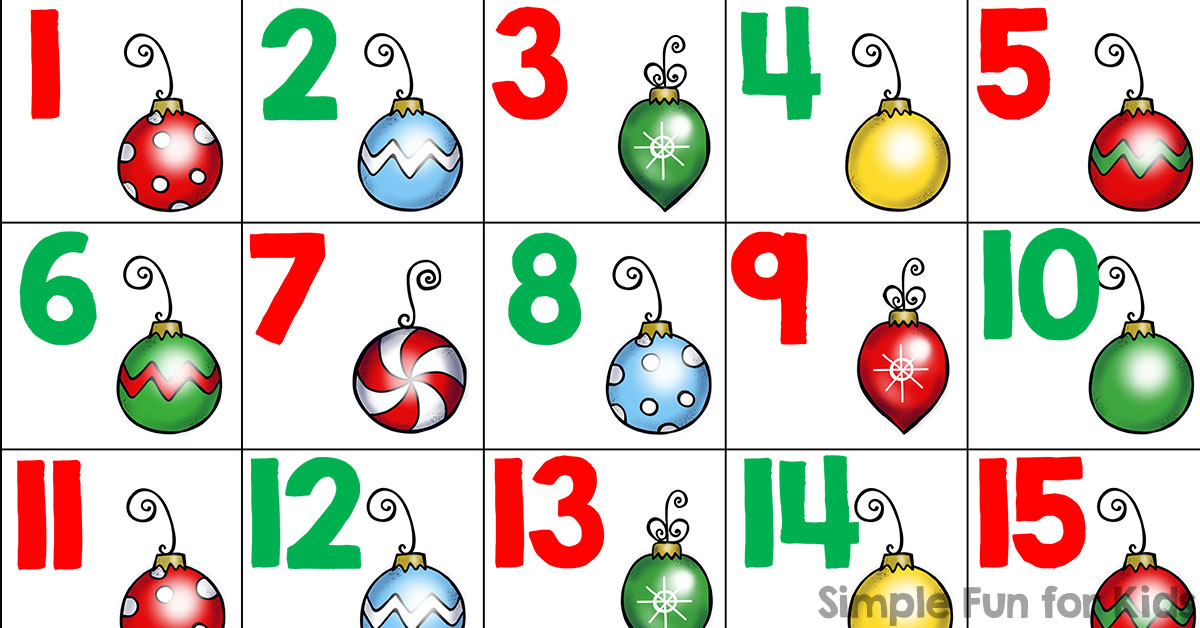Christmas countdown day christmas ornament number cards