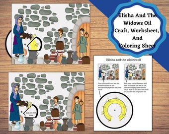 Elisha and the widows oil printable bible story pages craft and coloring page
