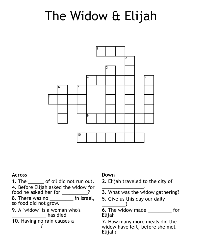 The widow elijah crossword