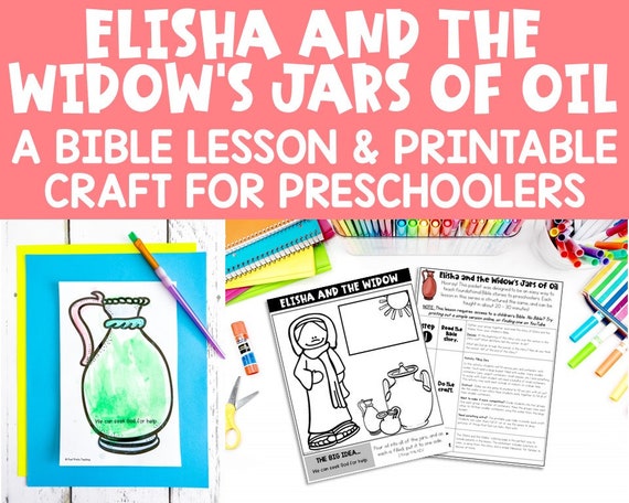 Elisha and the widow preschool bible lesson printable activities for prek sunday school and childrens church