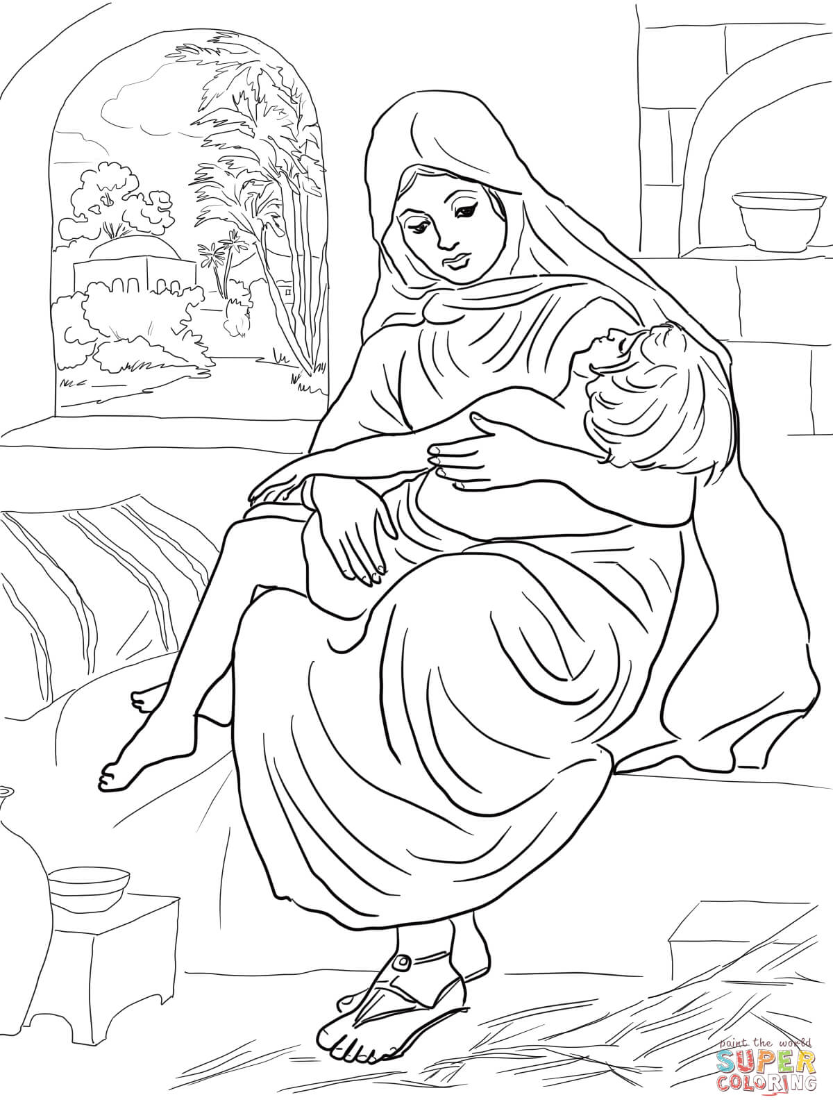 Shunammite woman and her son coloring page free printable coloring pages