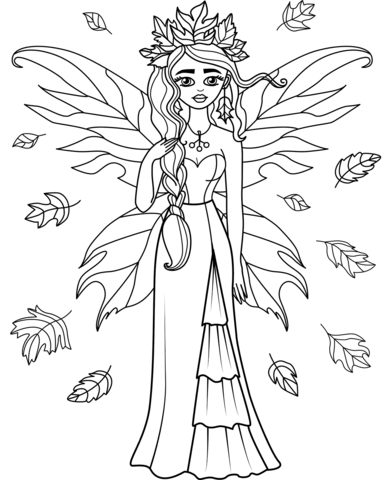 Autumn fairy coloring page free printable coloring pages