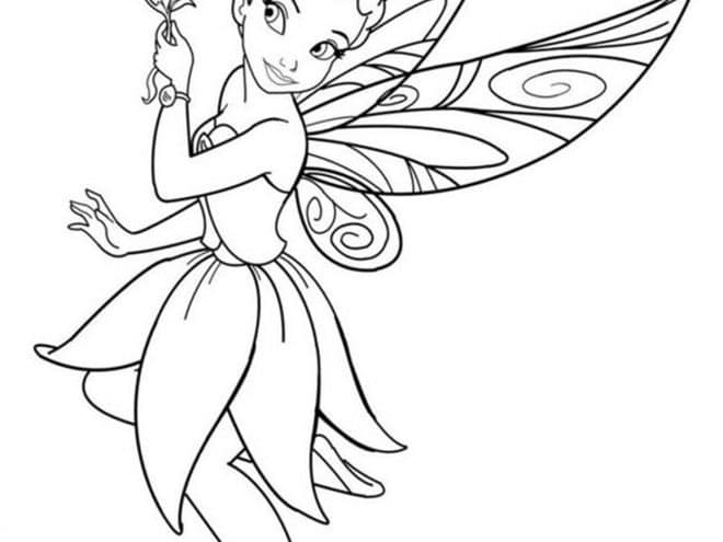 Free easy to print fairy coloring pages