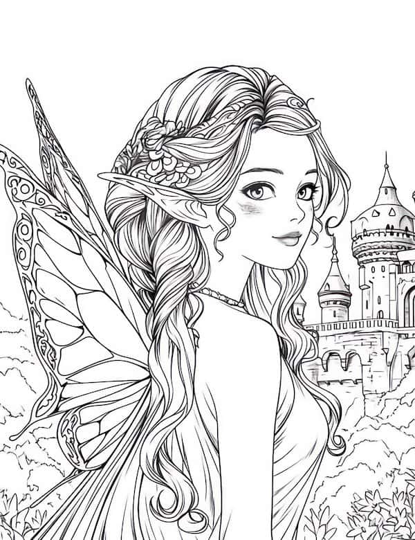 Fascinating fairy coloring pages for adults