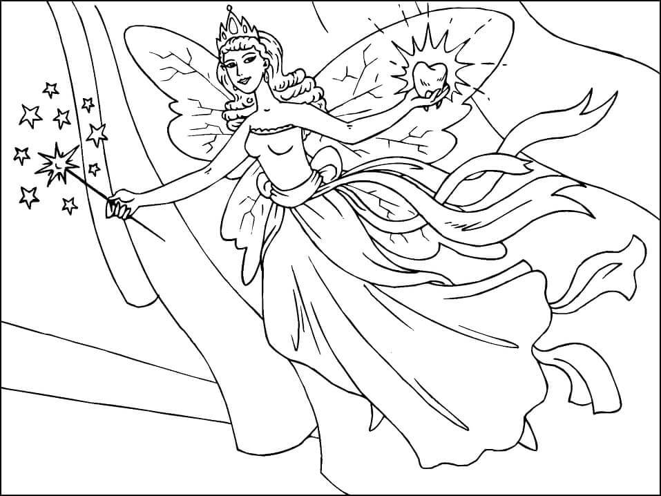 Glorious fairy coloring page