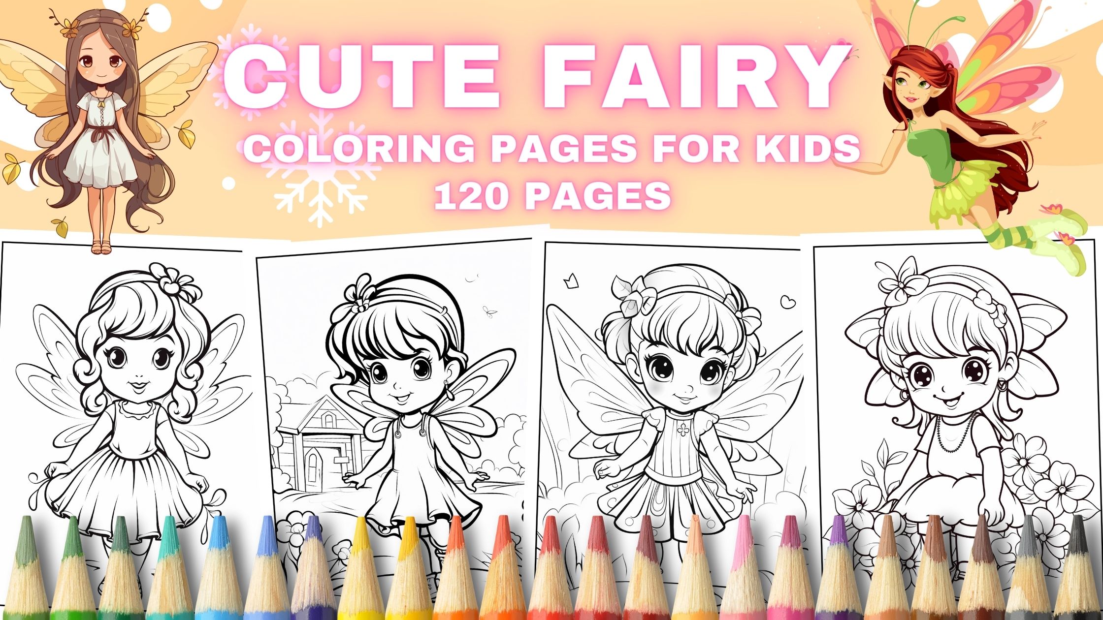 Free cute fairy loring pages for kids printable pdf download
