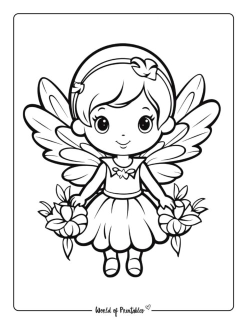 Fairy coloring pages for kids adults