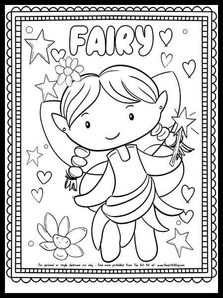 Cute fairy coloring page â free printable â the art kit