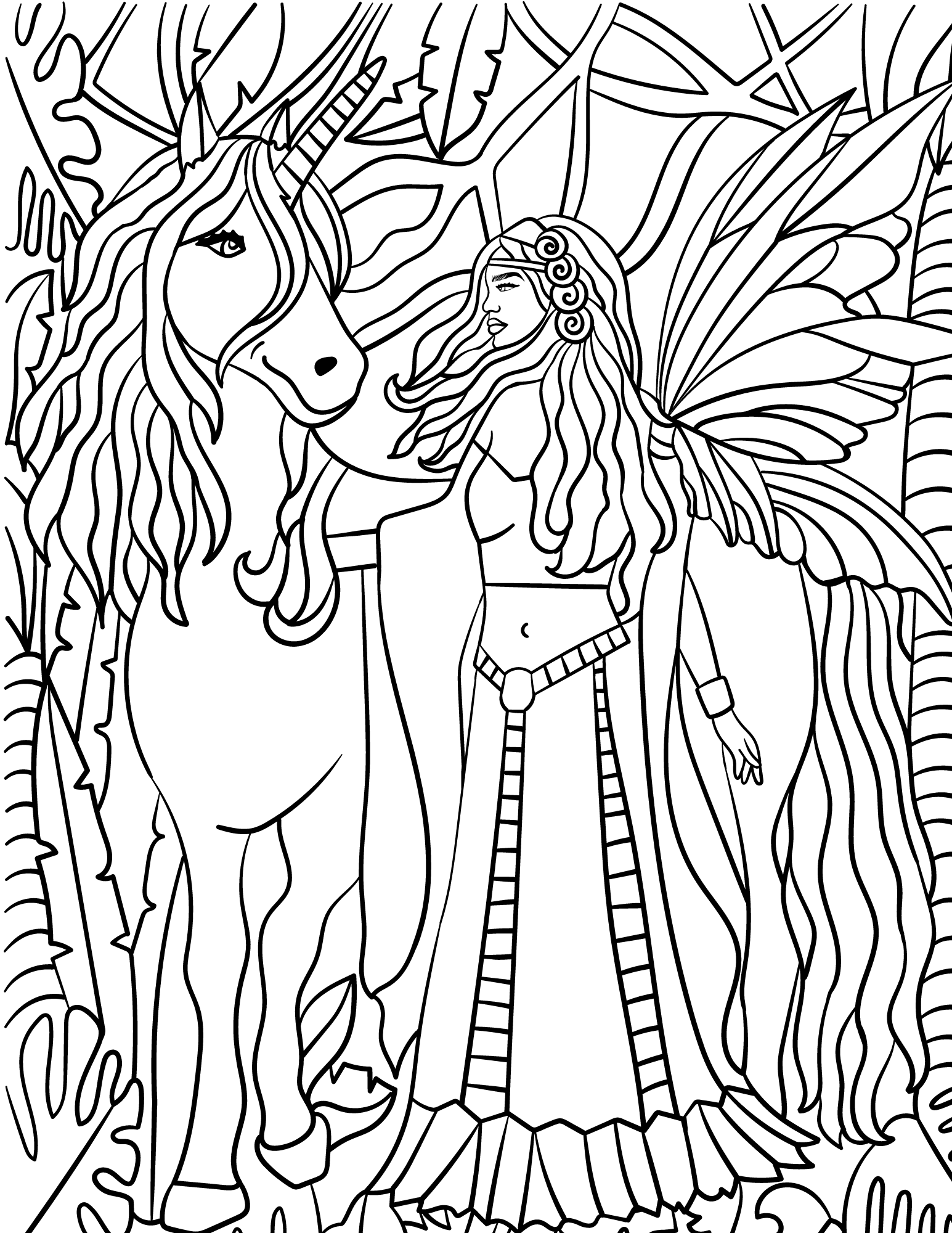 Free fairy coloring pages for kids and adults