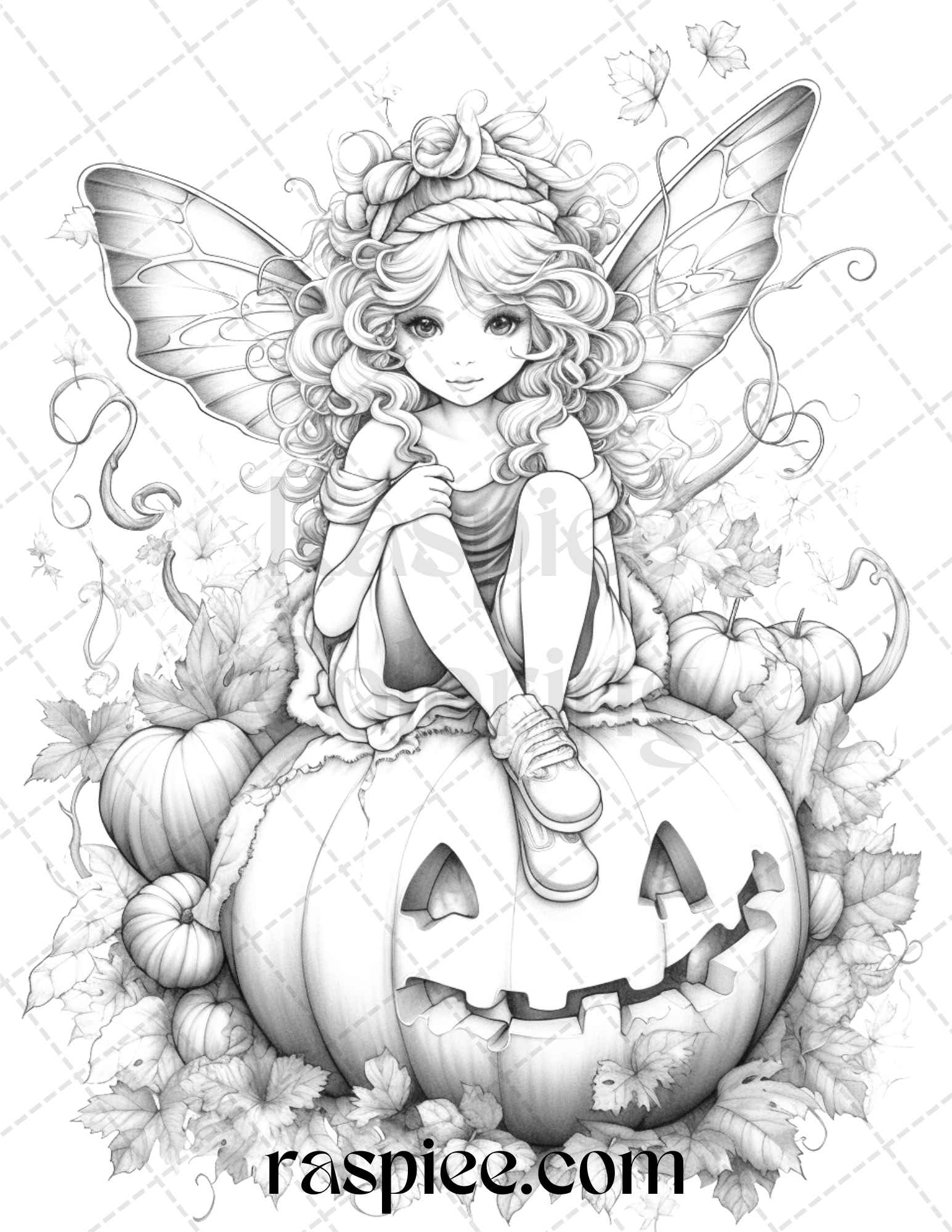 Pumpkin fairy girls grayscale coloring pages printable for adults â coloring