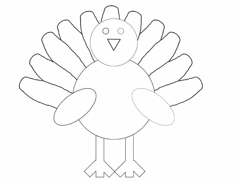 Free turkey feather template and body craft