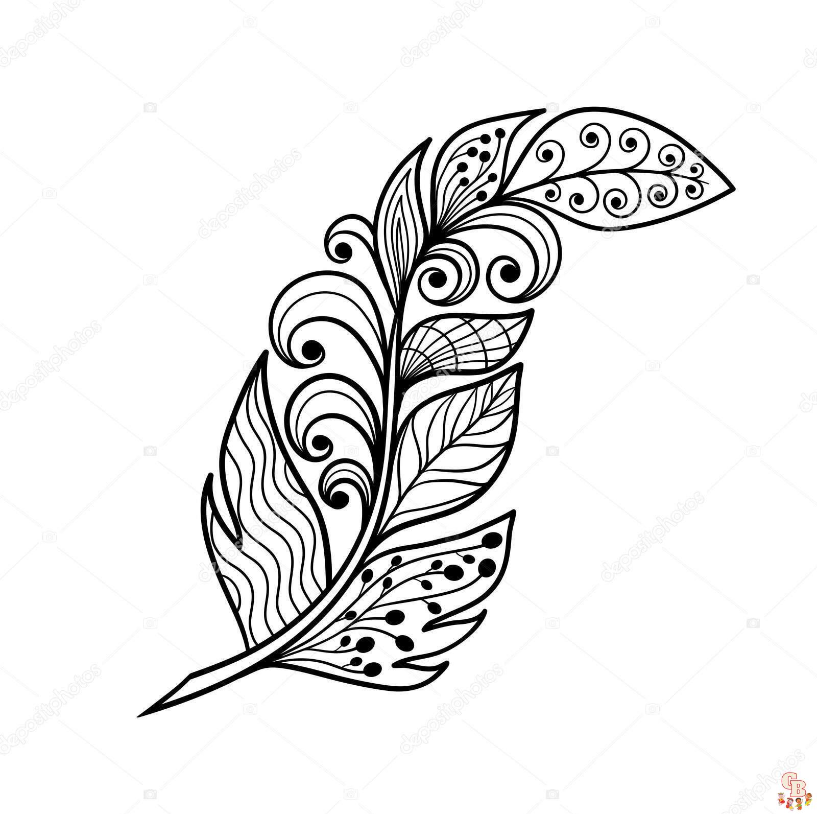 Free feather coloring pages for kids