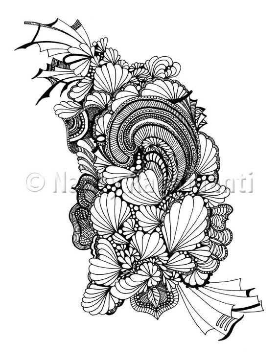 Printable coloring page digital download feathers and fans