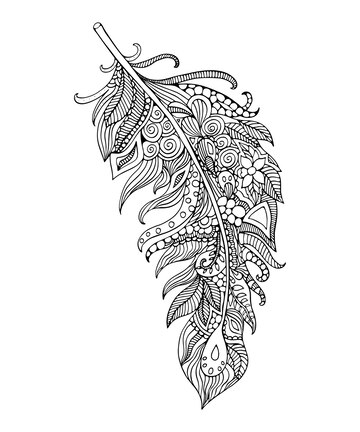 Premium vector feather coloring page hand