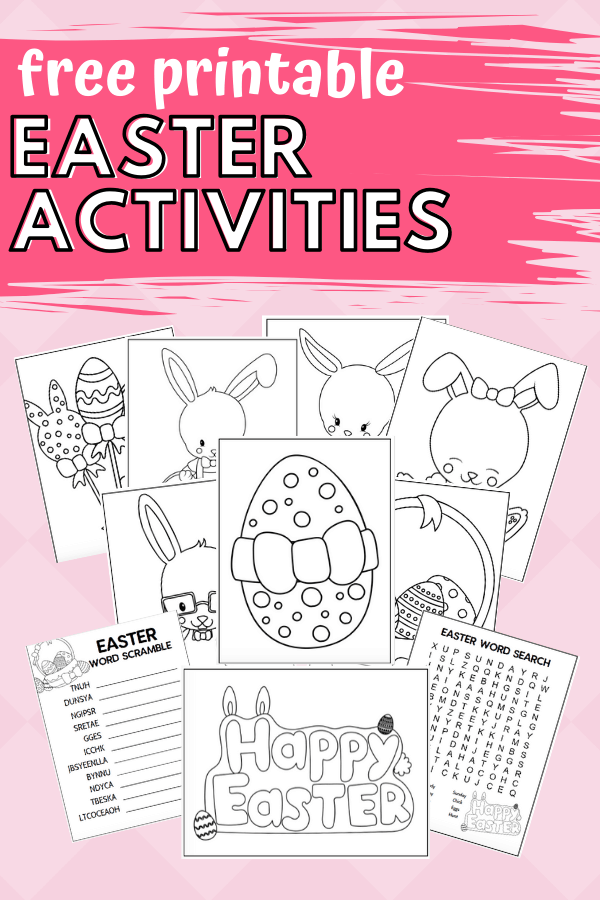 Free printable easter activities coloring word scramble word search