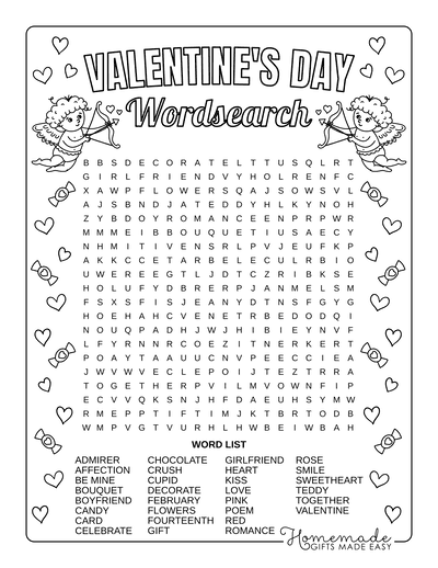 Free printable valentines day word search puzzles