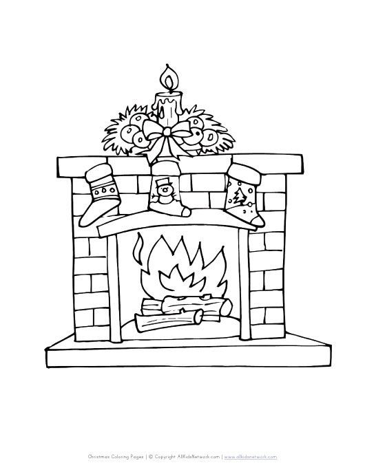 Fireplace with stockings coloring pages coloring pages fireplace drawing wood carrier