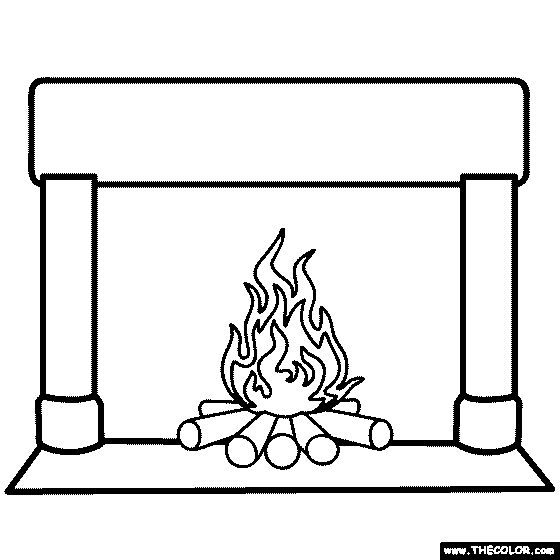 Fire in fireplace coloring page coloring pages fire drawing log drawing