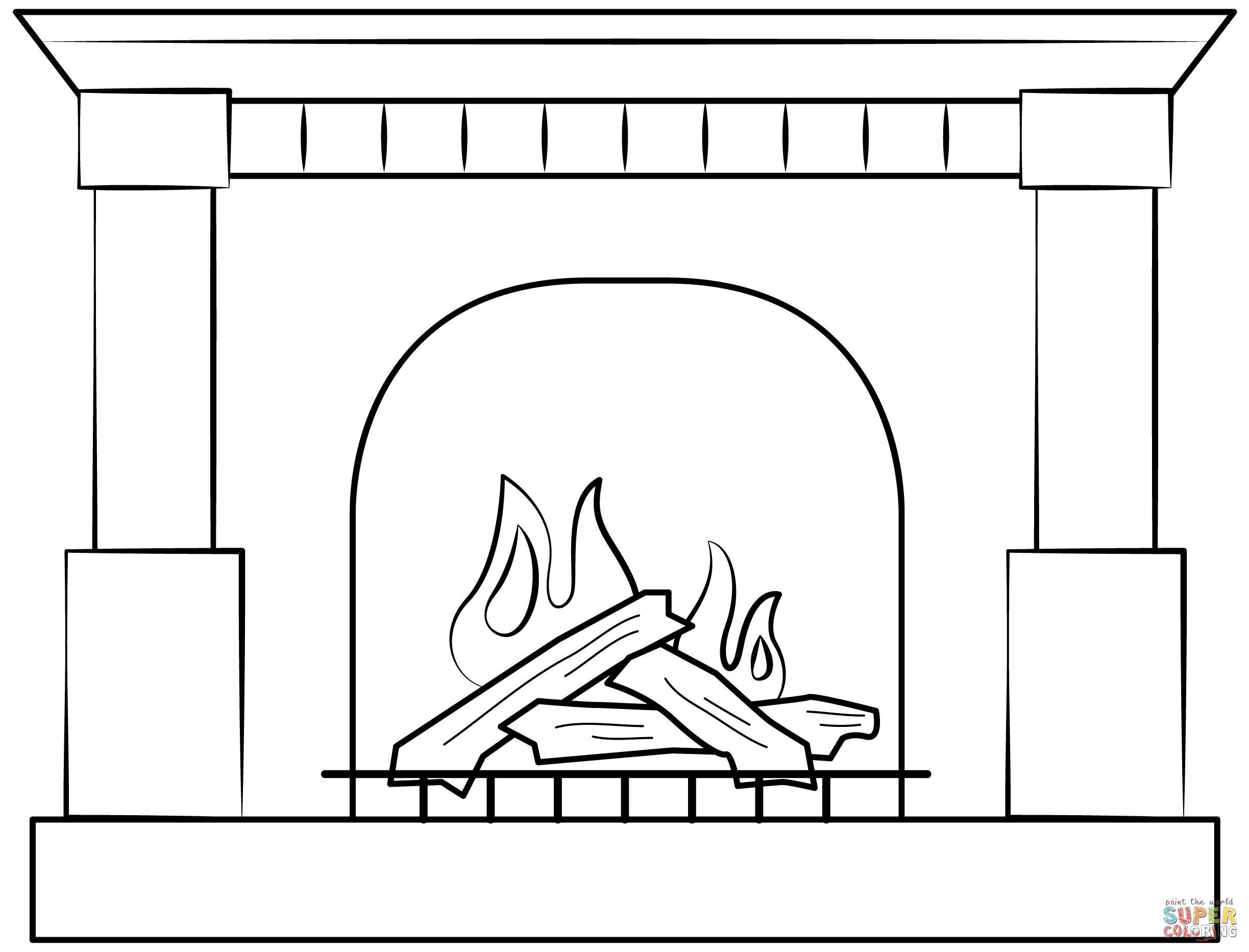 Fireplace coloring page free printable coloring pages