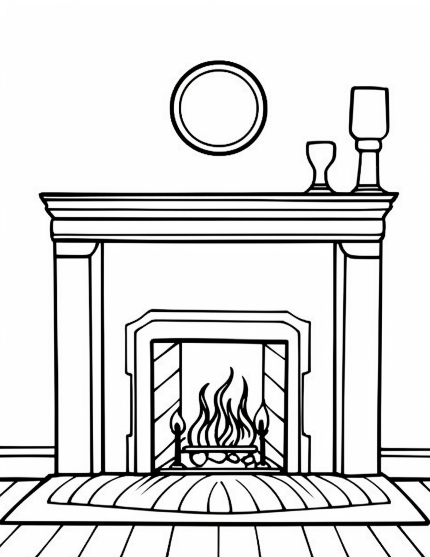 Fireplace coloring pages