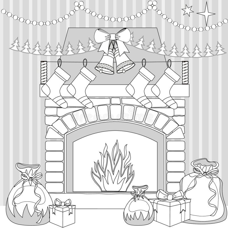 Fireplace coloring stock illustrations â fireplace coloring stock illustrations vectors clipart