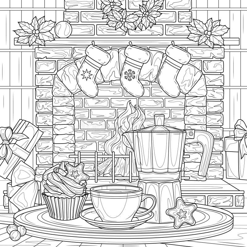 Fireplace coloring stock illustrations â fireplace coloring stock illustrations vectors clipart