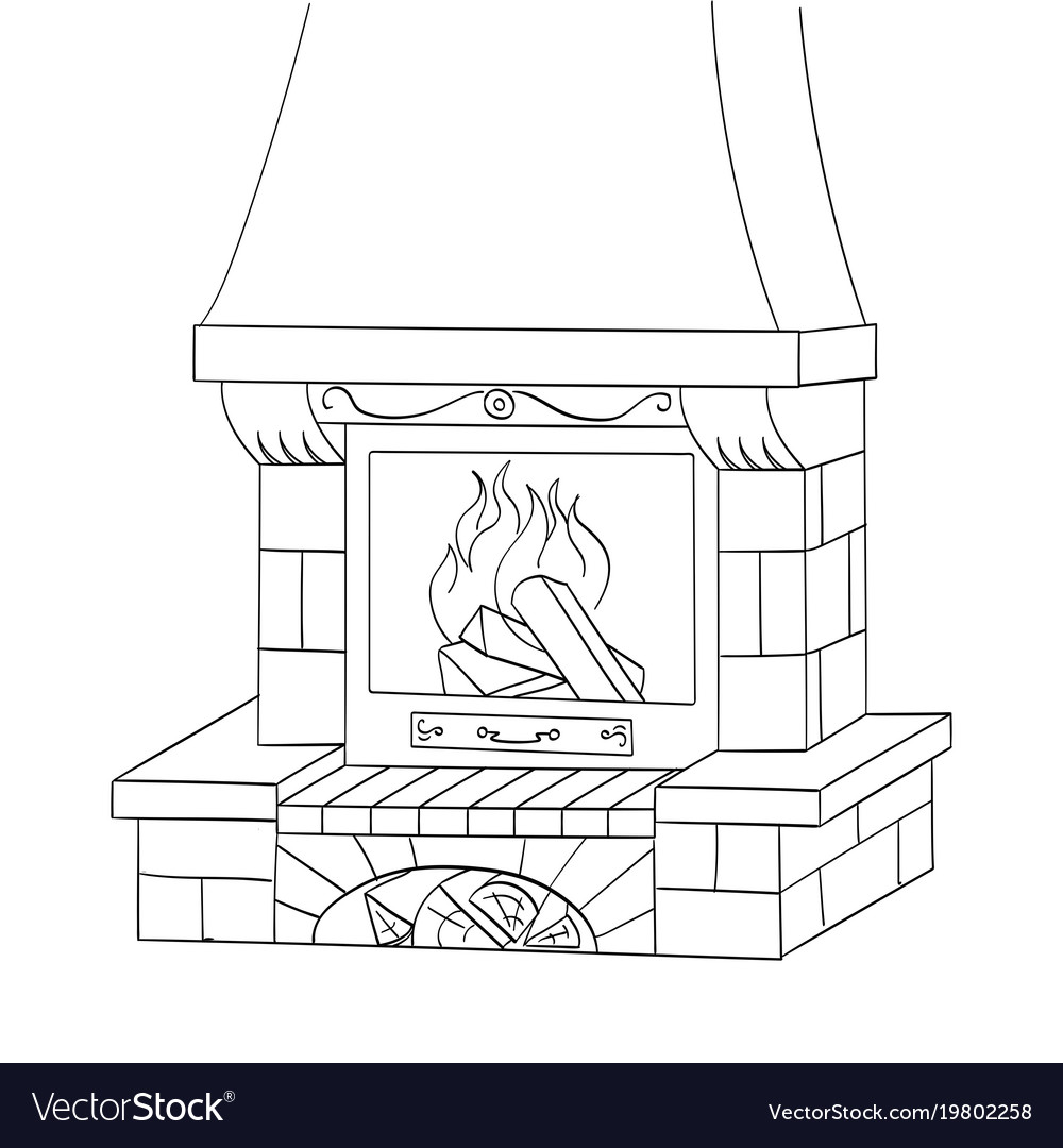Object coloring a brick fireplace burns royalty free vector