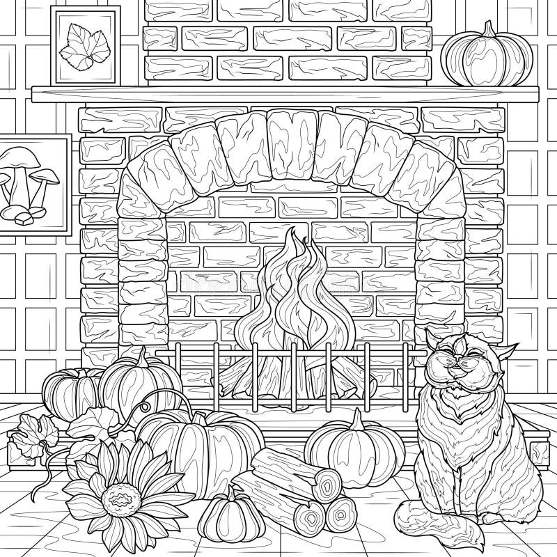 Fireplace coloring page stock illustrations â fireplace coloring page stock illustrations vectors clipart