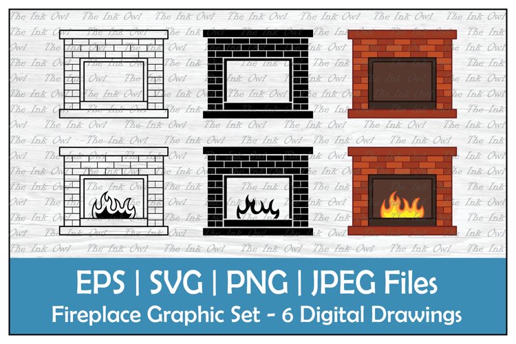 Brick fireplace outline silhouette color vector clipart