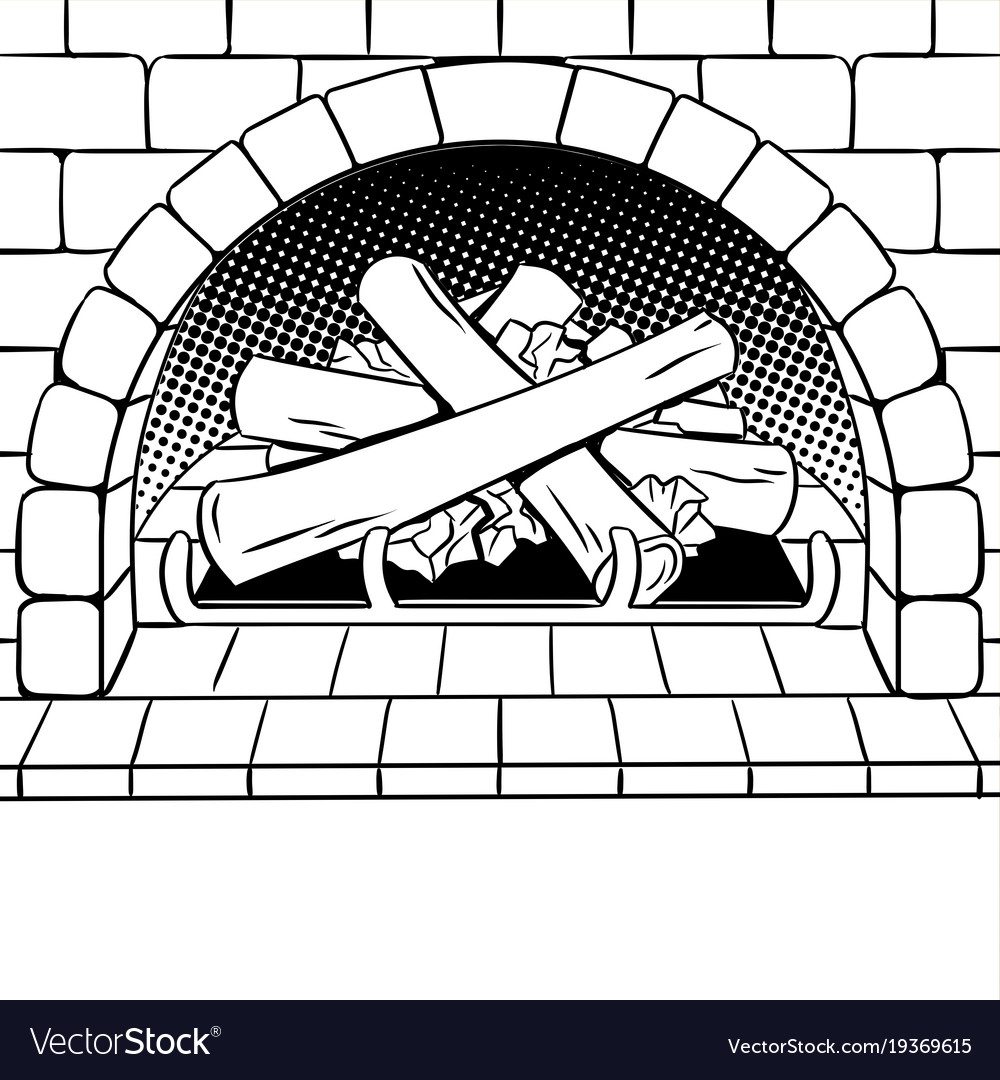 Fireplace coloring book royalty free vector image