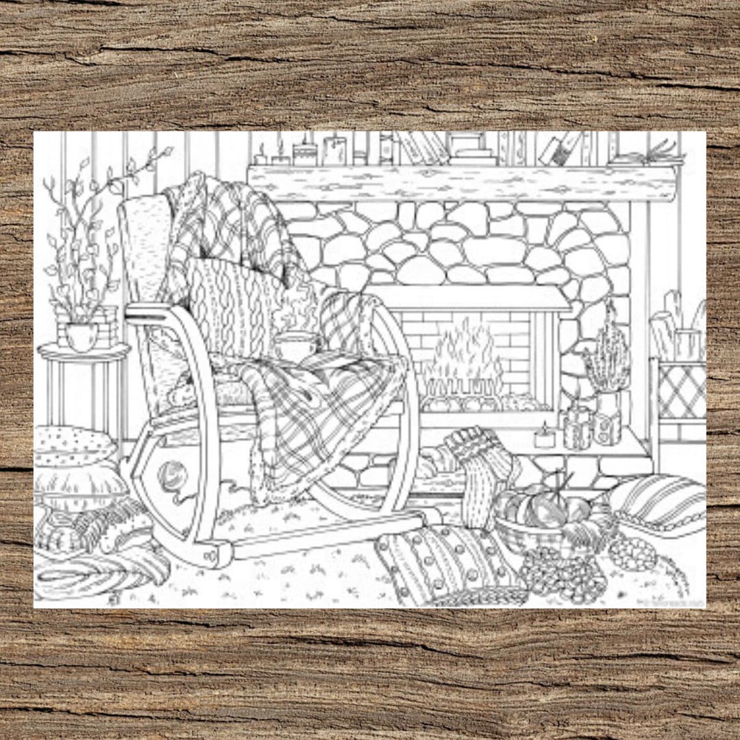 Fireplace printable adult coloring page from favoreads coloring book pages for adults and kids coloring sheets colouring designs