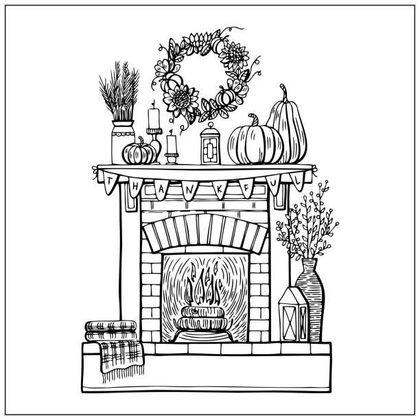 Brick fireplace stock illustrations royalty