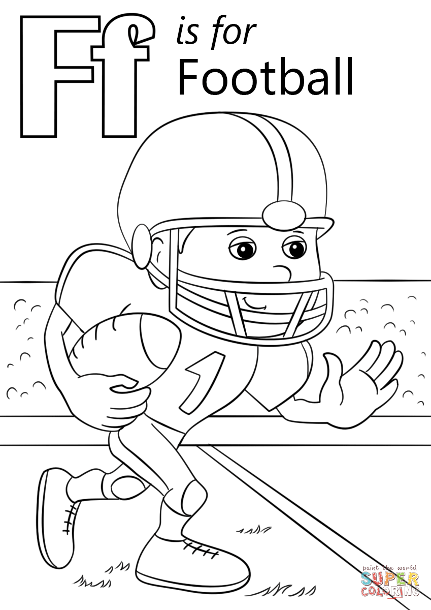 Letter f is for football coloring page free printable coloring pages