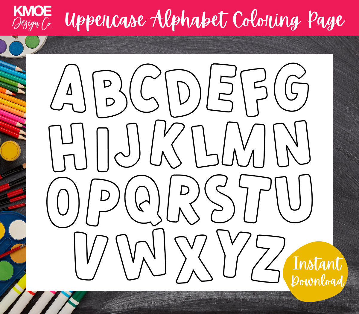 Printable alphabet coloring pages for kids abcs coloring book preschool homeschool kindergarten daycare instant download digital download instant download