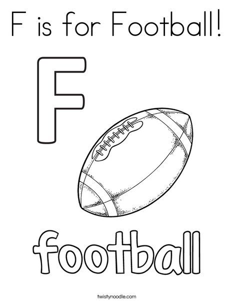 F is for football coloring page