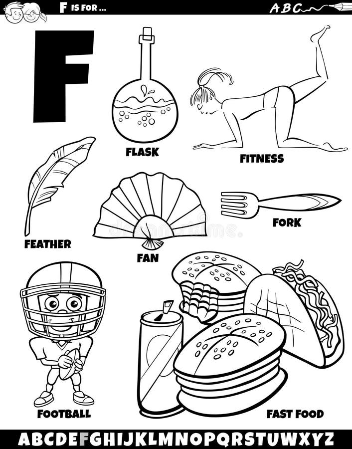 Coloring book letter f stock illustrations â coloring book letter f stock illustrations vectors clipart