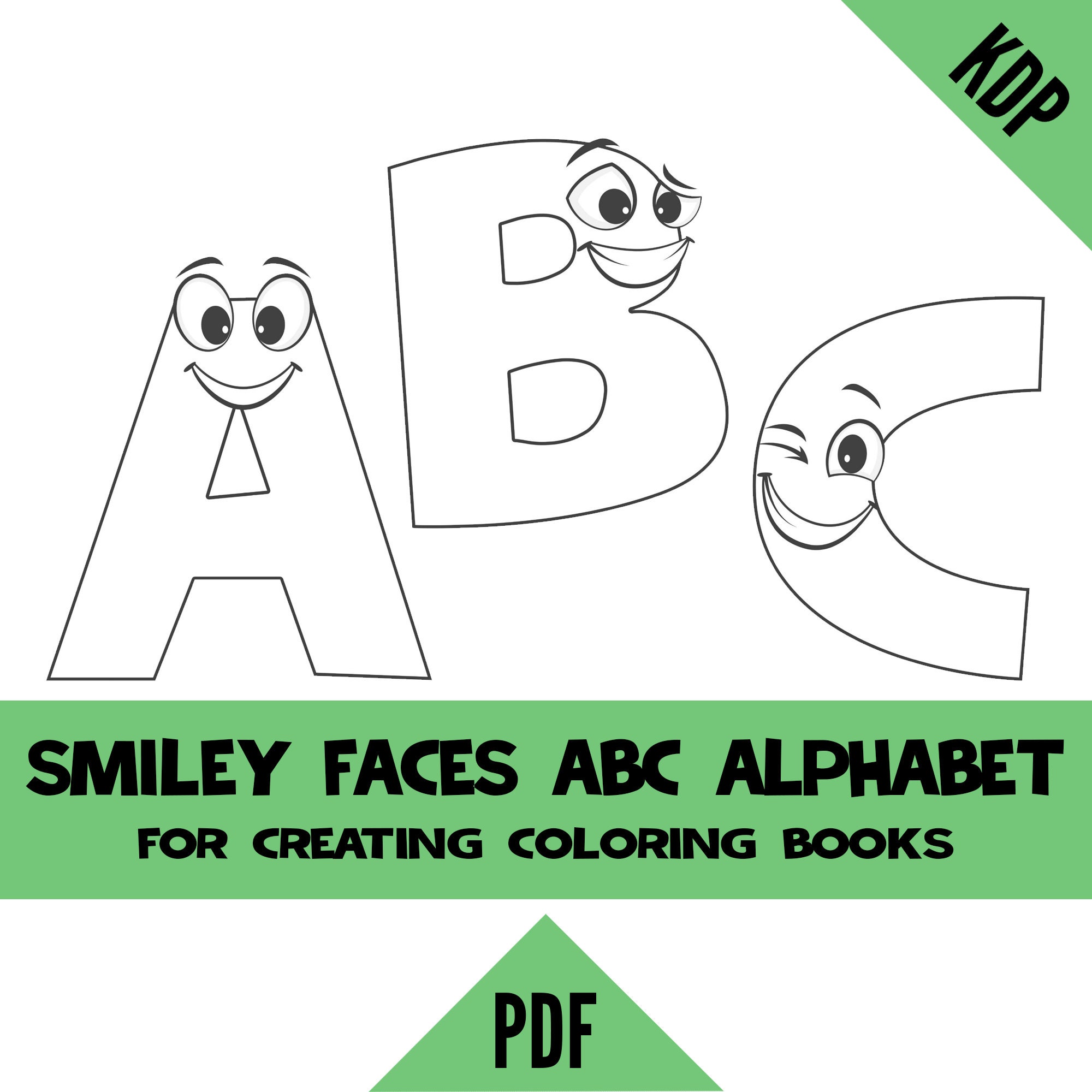 Kdp smile face alphabet coloring pages sheets pdf abc letters colouring pages for creating a to z coloring books download now