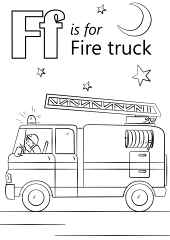 Letter f is for fire truck coloring page free printable coloring pages