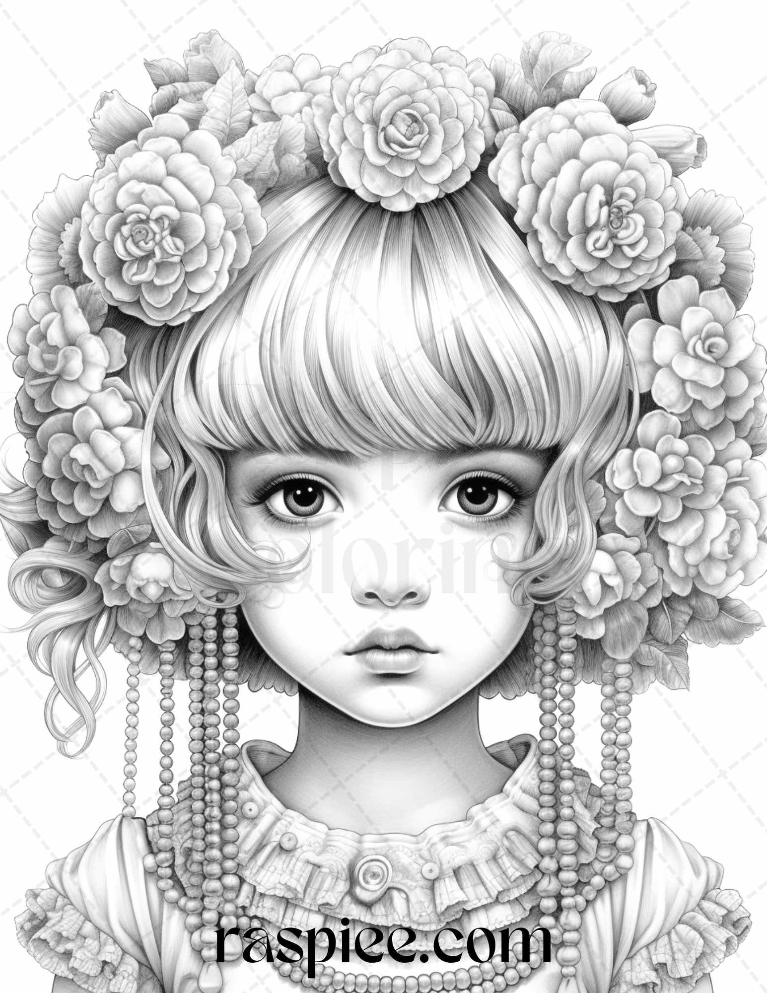 Cute decora girls grayscale coloring pages printable for adults kid â coloring