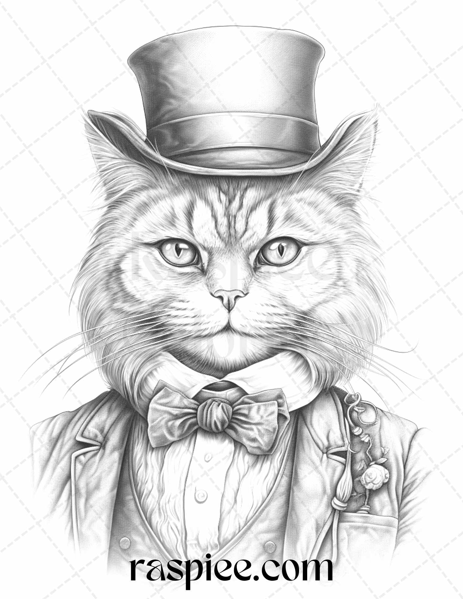 Gentleman cat grayscale coloring pages printable for adults kids pdf â coloring
