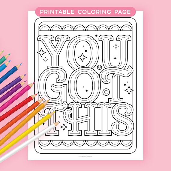 Printable coloring page coloring page for adults coloring page printable for teens positive affirmations you got this instant download download now