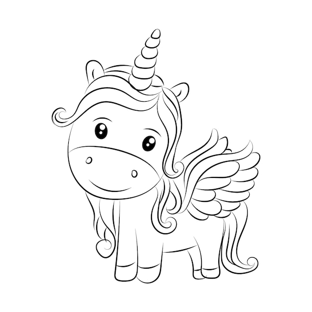 Premium vector unicorn kids coloring page vector blank printable design for children to fill in free vector