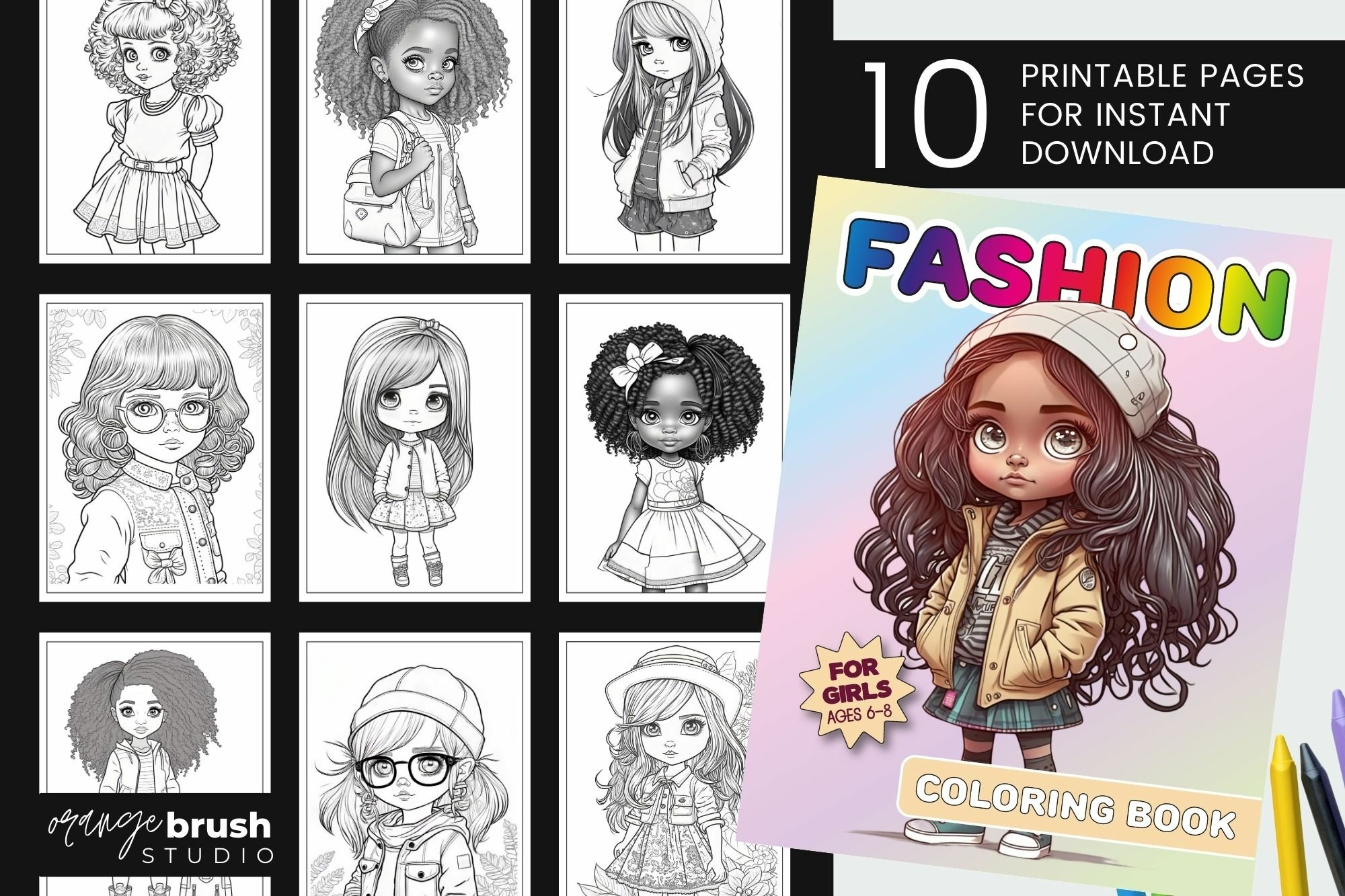 Fashion girls coloring book printable kids coloring page