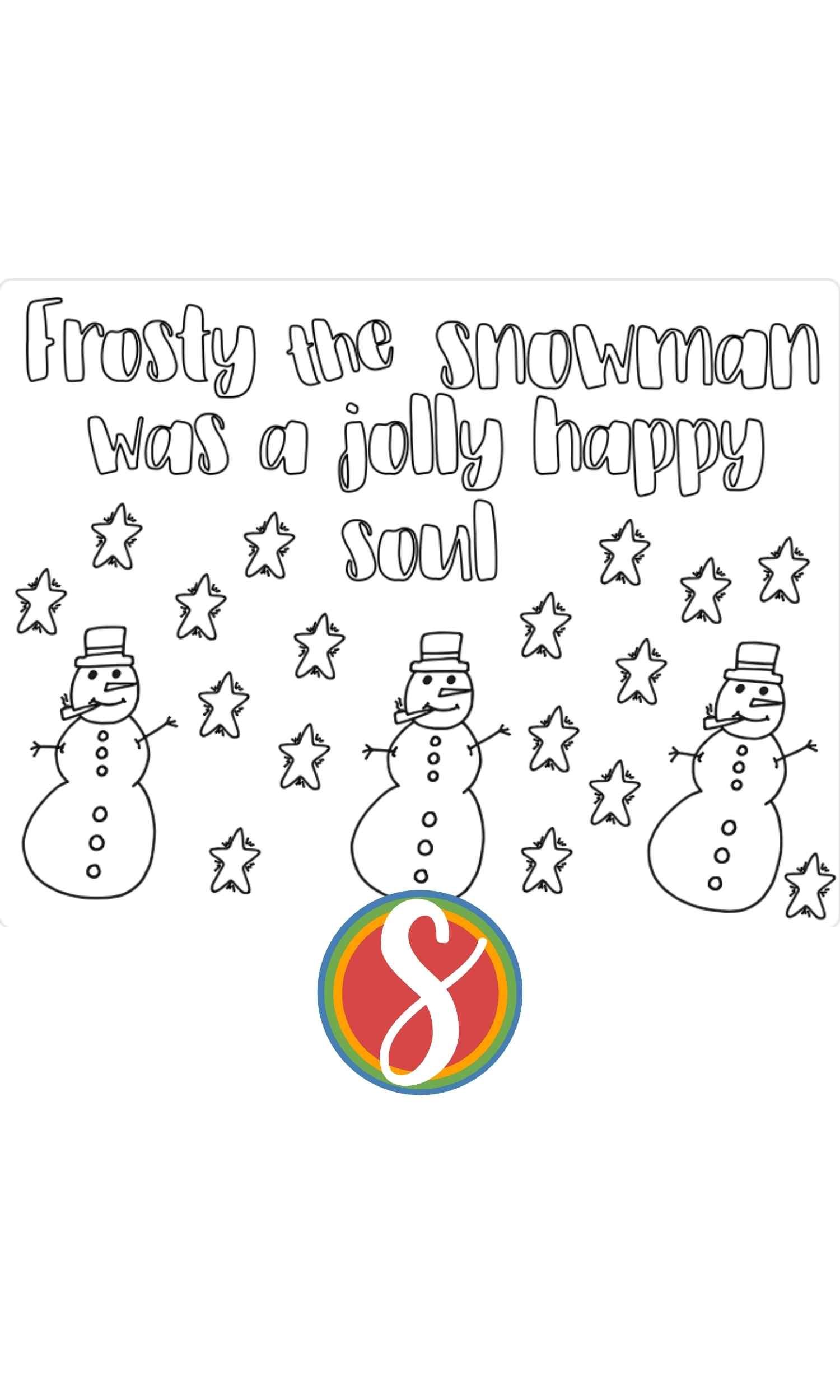 Free snowman coloring pages â stevie doodles