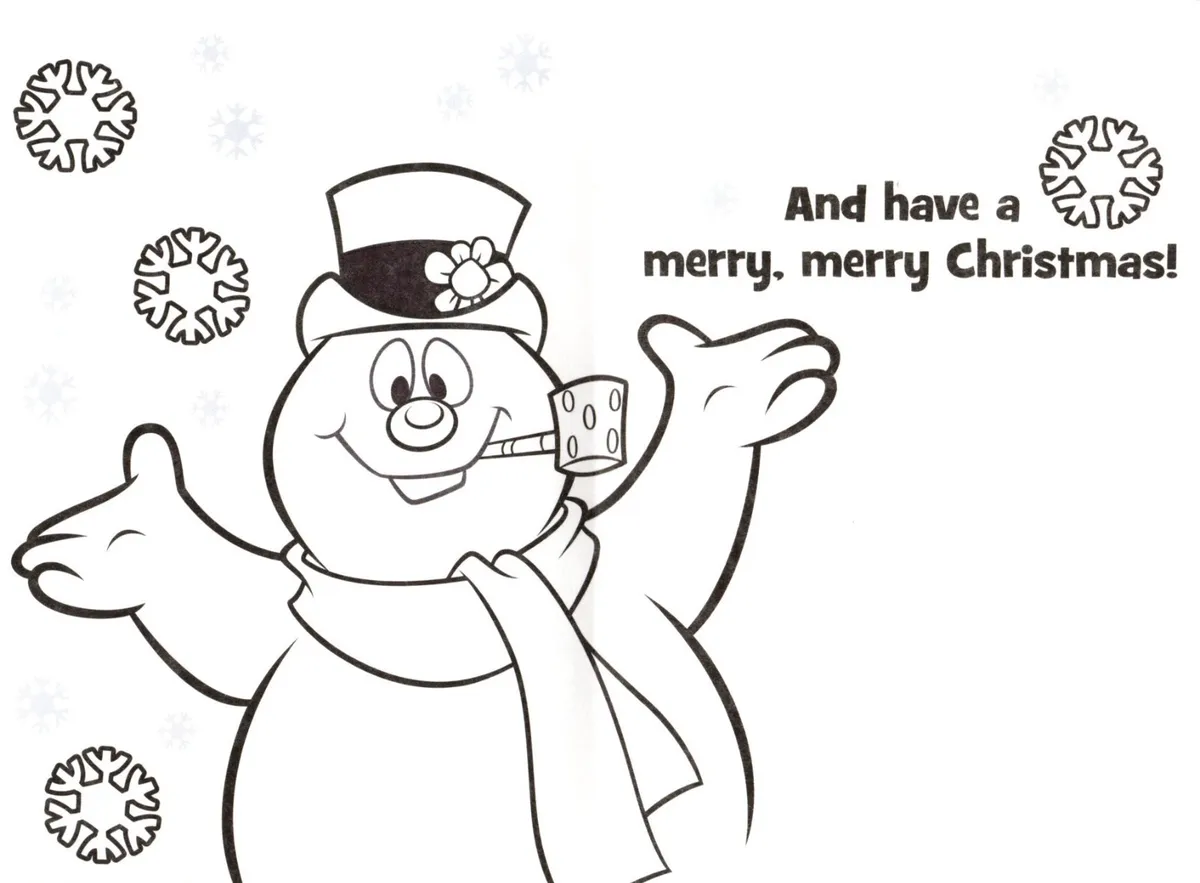 Merry christmas frosty the snowman chillax coloring color greeting card