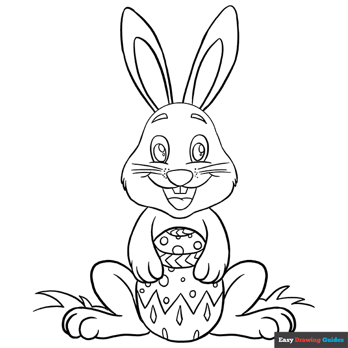 Easter bunny coloring page easy drawing guides