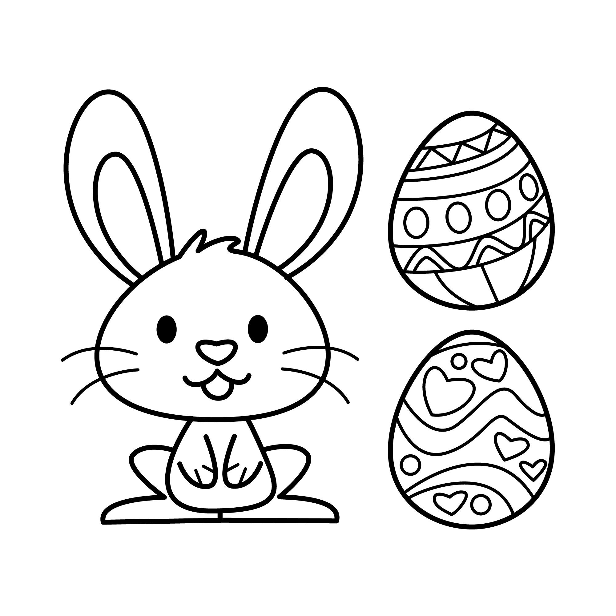 Printable digital cute easter bunny coloring book for children kids easy pages